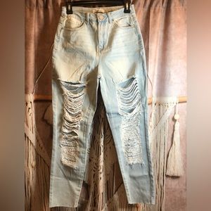 YMI fringe ankle cut jeans with distressed slits , Worn one only , Size 7/28